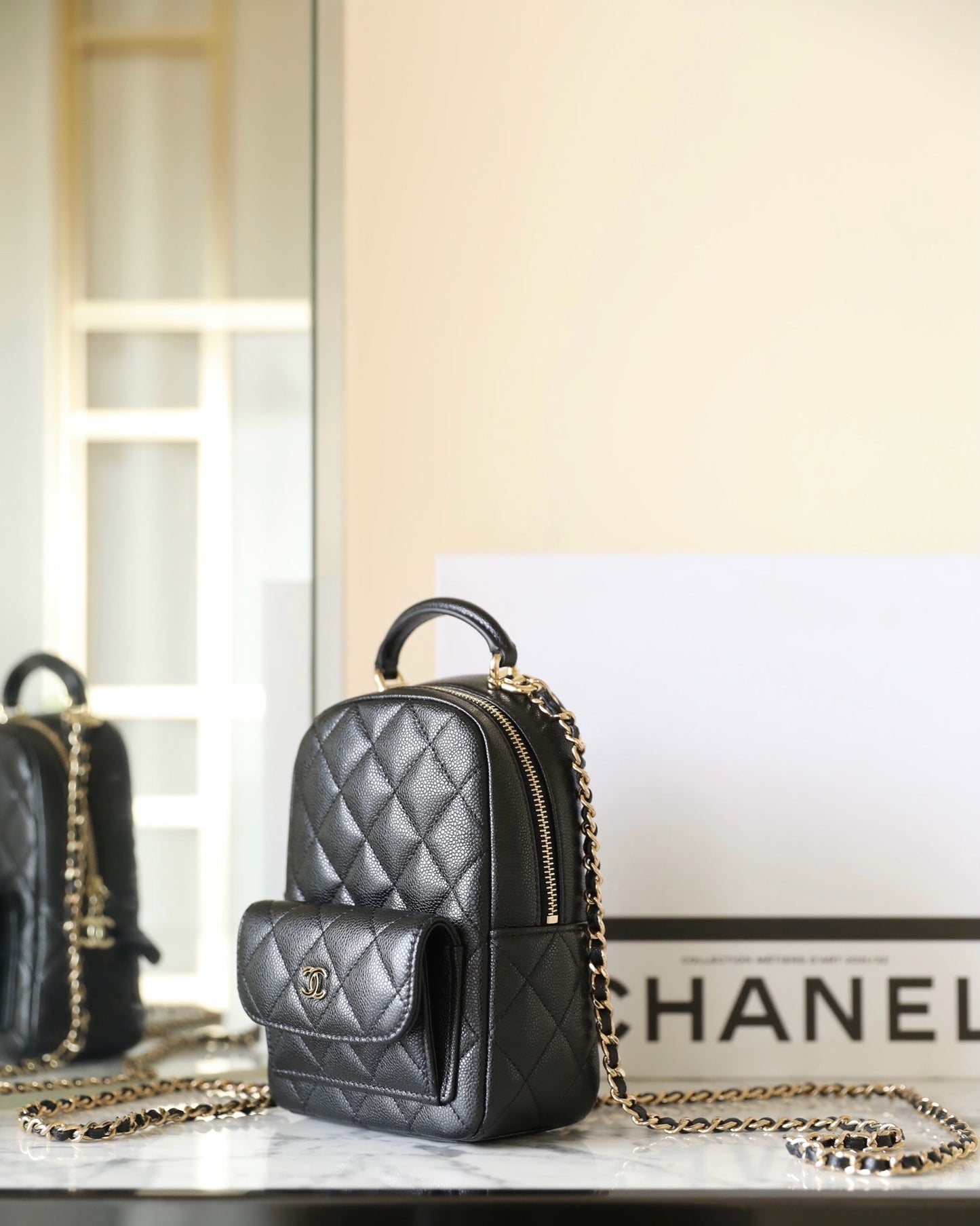 CHANEL 24C Matelassé Backpack Black