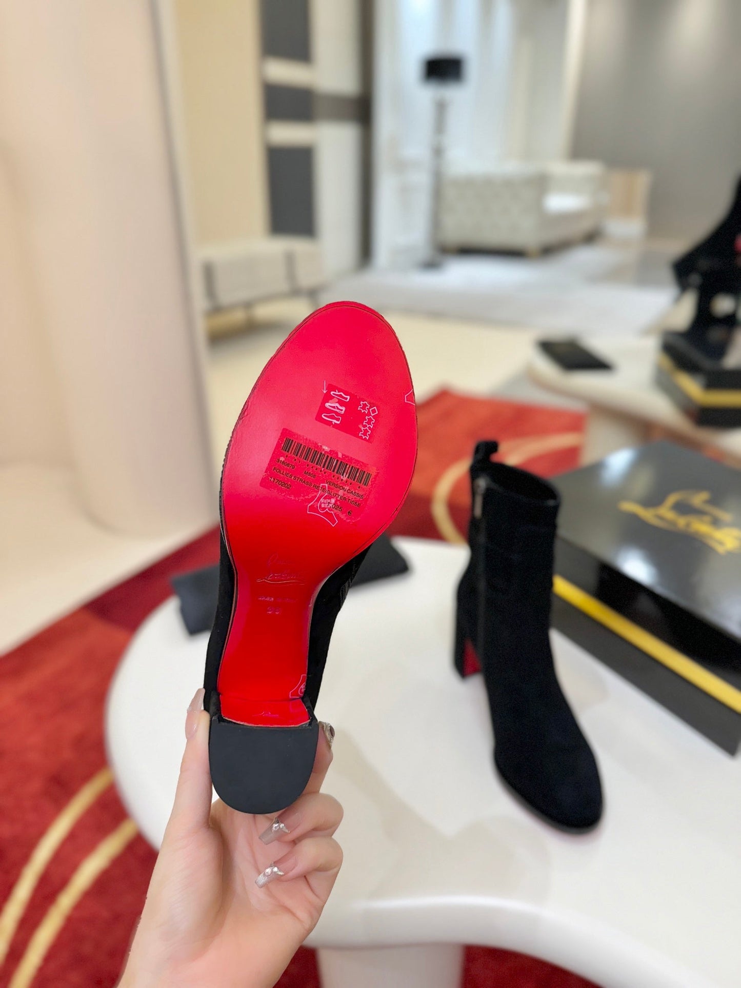 Christian Louboutin Booty Lock 70 mm – Black Suede