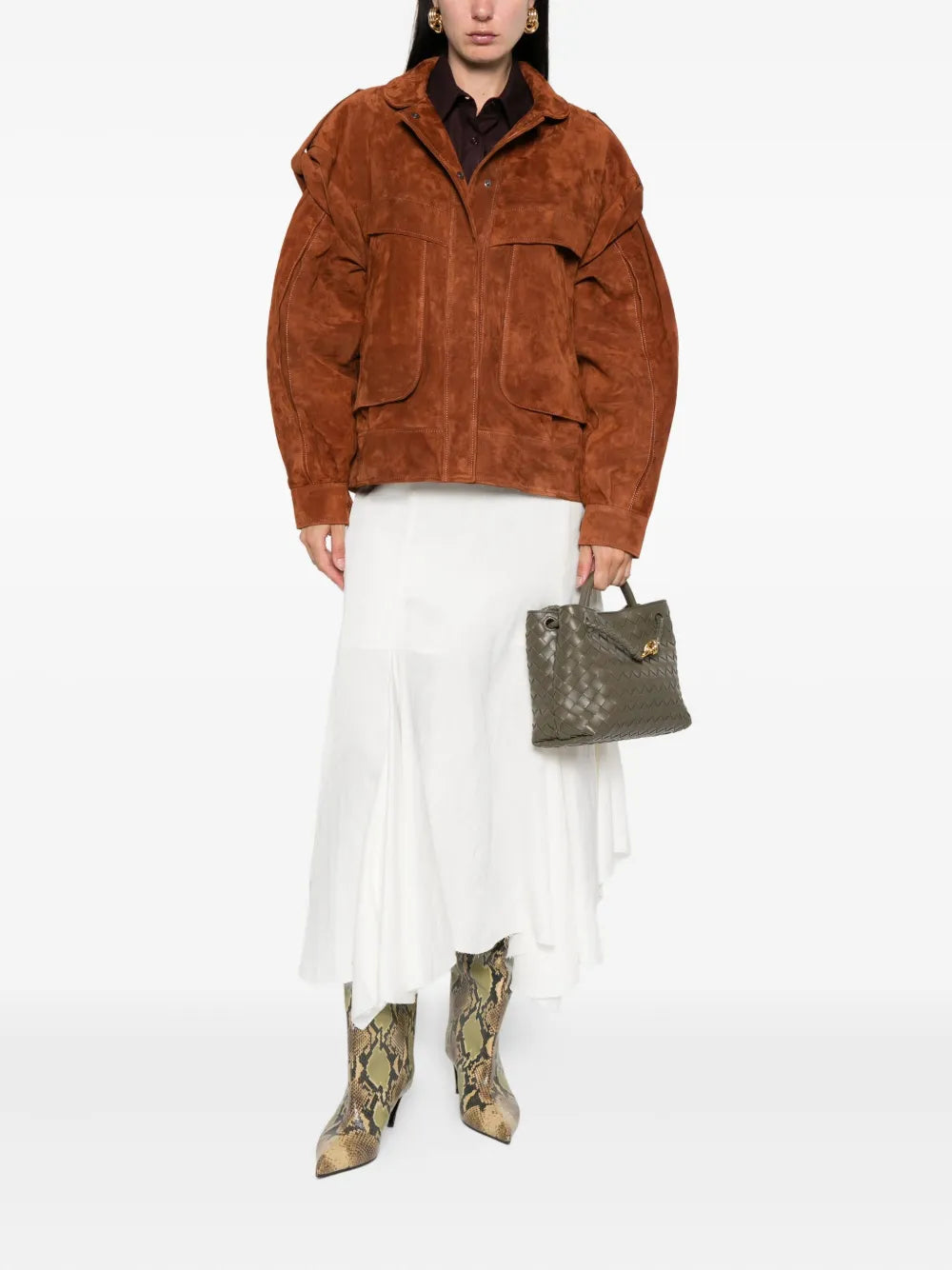 Ducie London Oversized Suede Jacket in Rust Brown