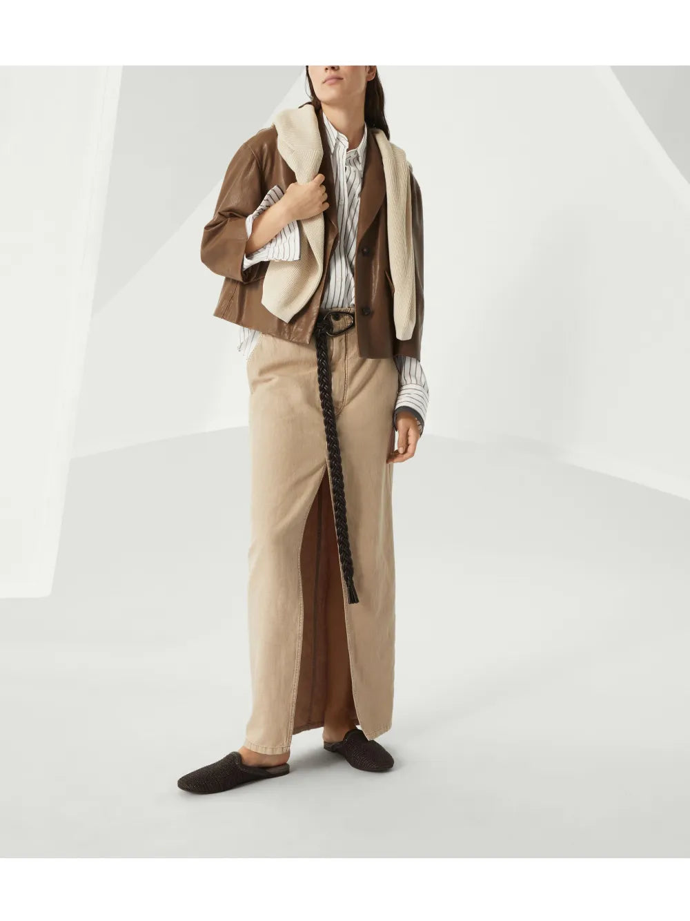 Jil Sander Boxy Brown Leather Blazer