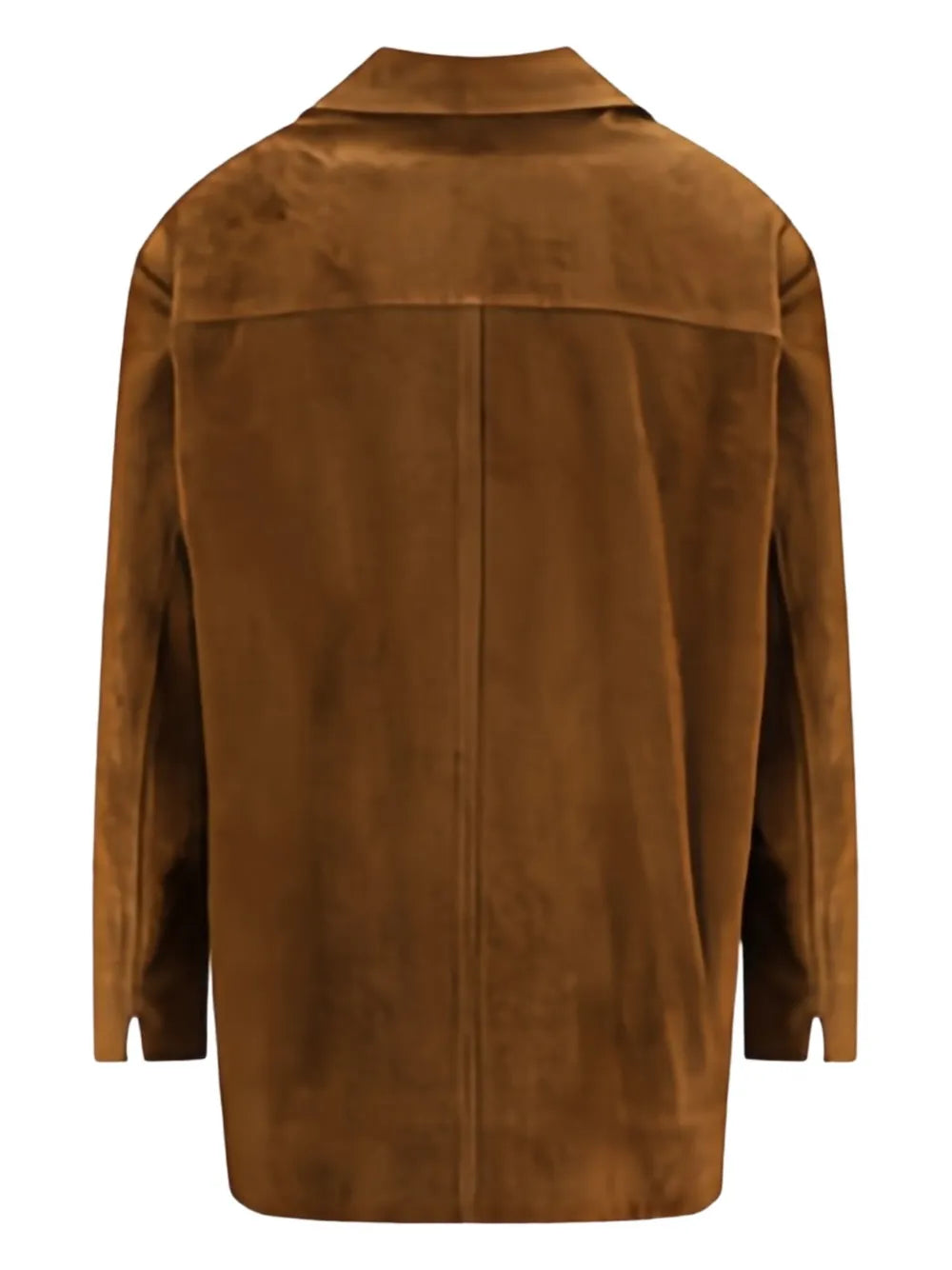 Lemaire Oversized Suede Coat in Chestnut Brown