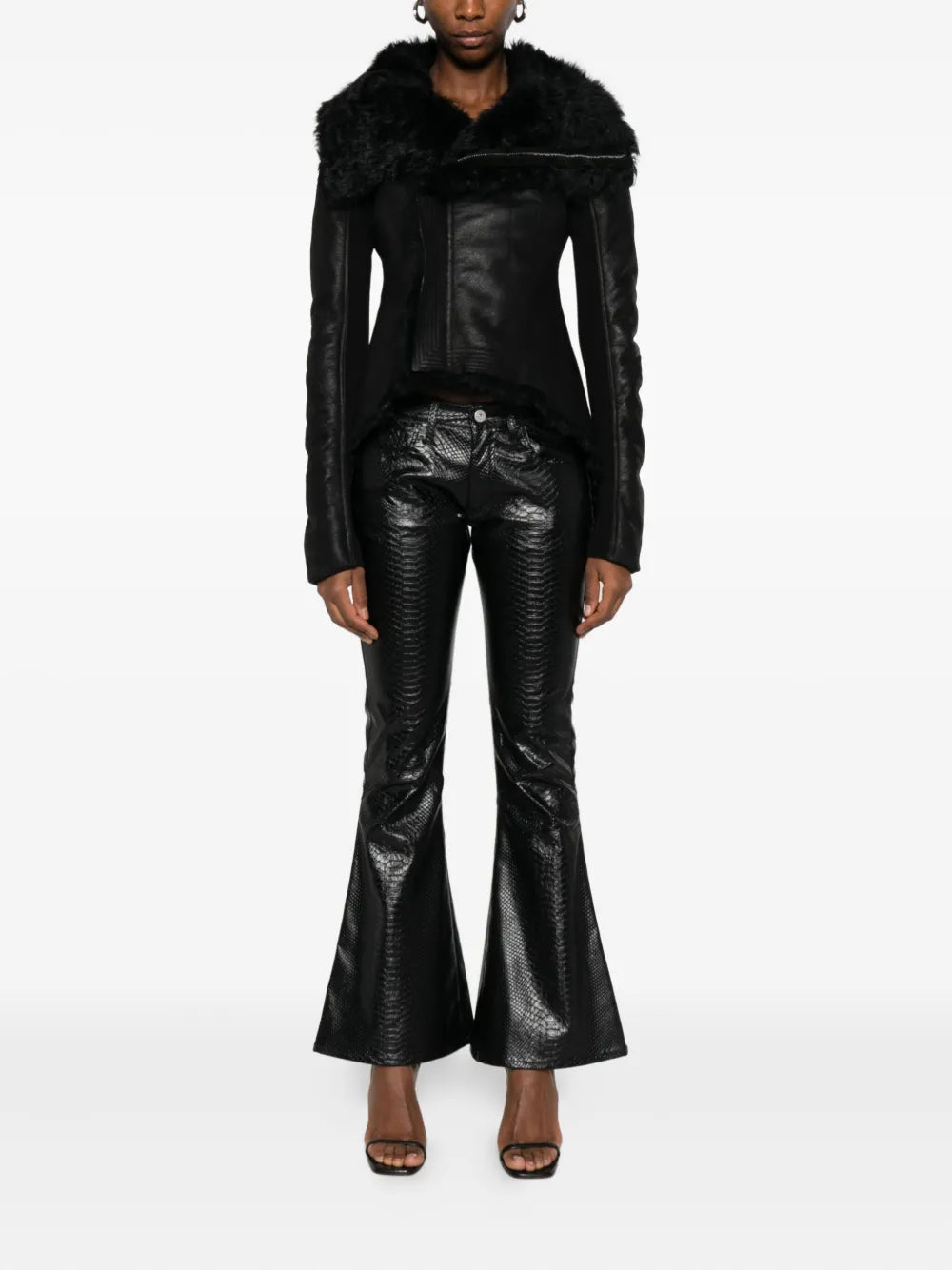 Rick Owens Shearling-Lined Asymmetric Leather Jacket