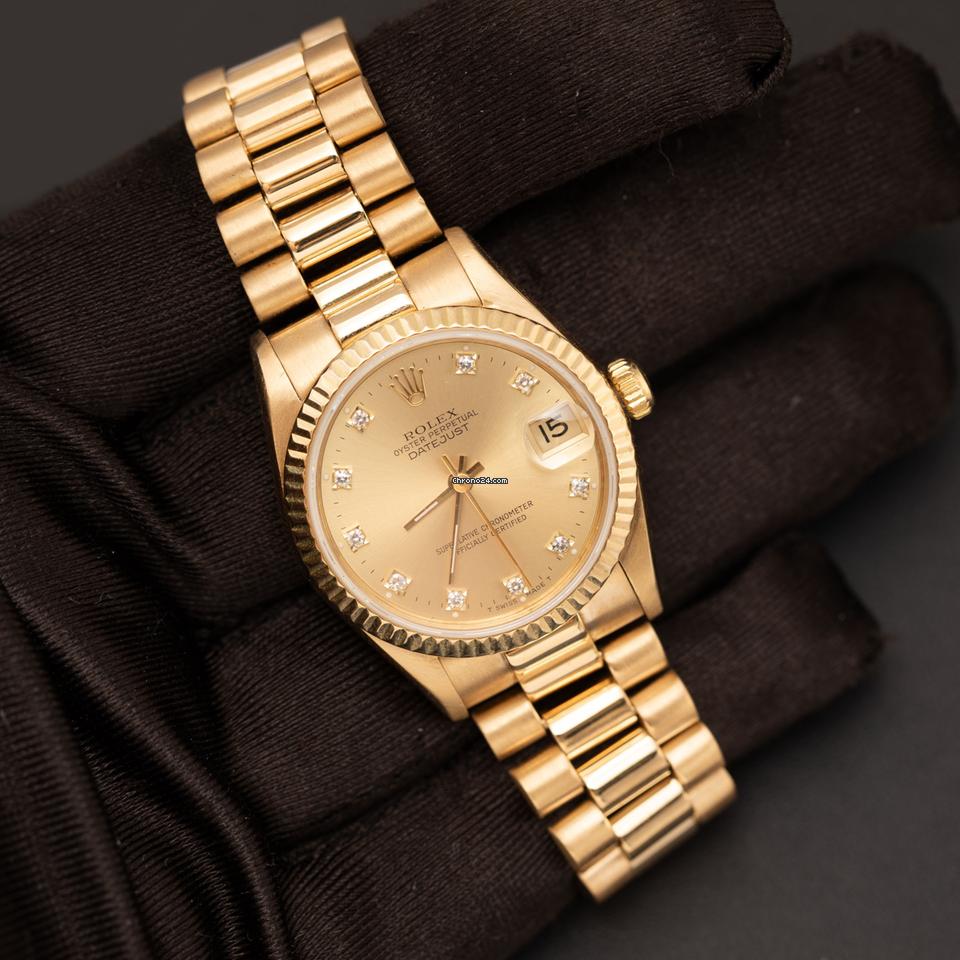 Rolex Datejust Oyster Perpetual β Champagne Diamond Dial Gold Watch