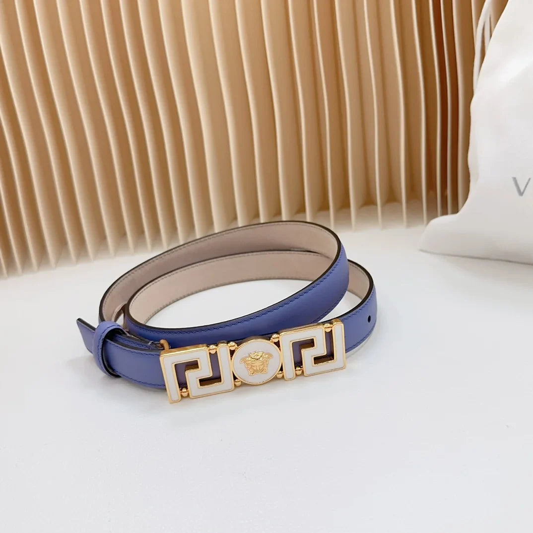 Versace Greca Medusa Enamel Buckle Leather Belt