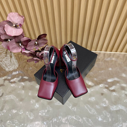 ALAÏA Minimalist Leather Ankle-Strap Block-Heel Pumps
