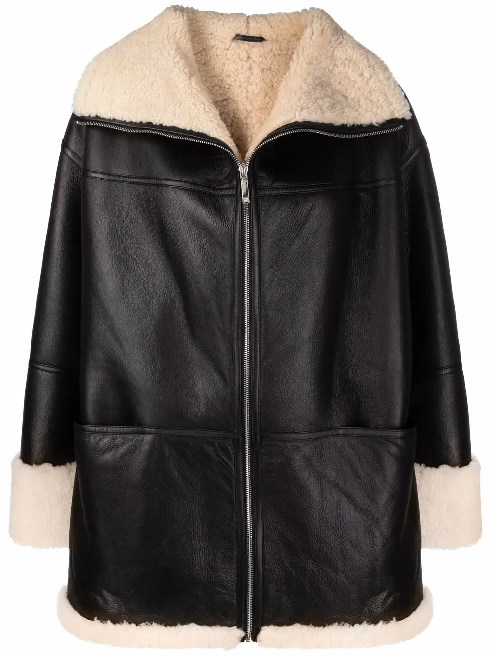 Acne Studios Oversized Shearling-Lined Leather Jacket