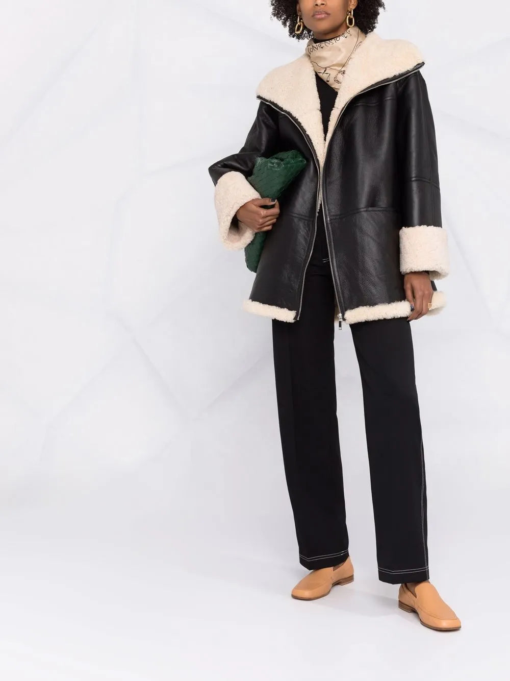 Acne Studios Oversized Shearling-Lined Leather Jacket
