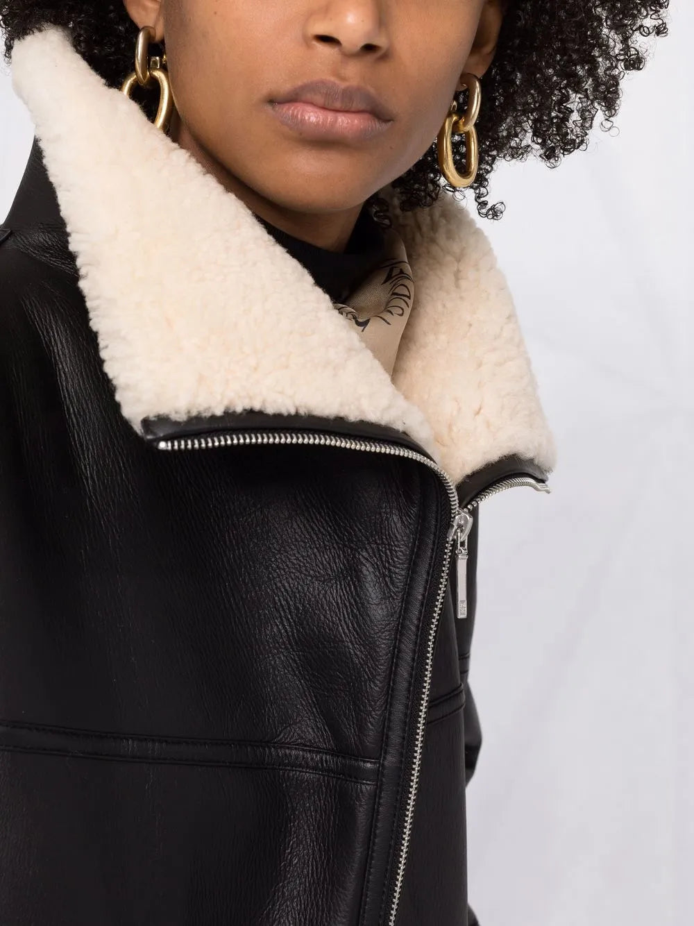 Acne Studios Oversized Shearling-Lined Leather Jacket