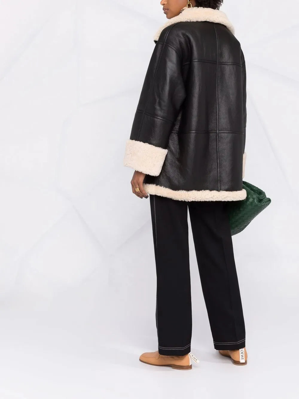Acne Studios Oversized Shearling-Lined Leather Jacket