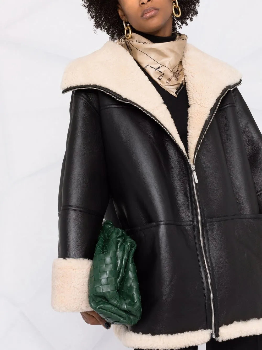 Acne Studios Oversized Shearling-Lined Leather Jacket
