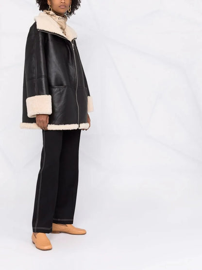 Acne Studios Oversized Shearling-Lined Leather Jacket