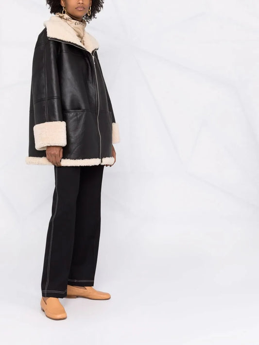 Acne Studios Oversized Shearling-Lined Leather Jacket