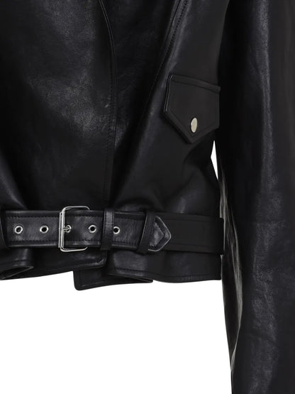 Alaïa Black Leather Hooded Jacket