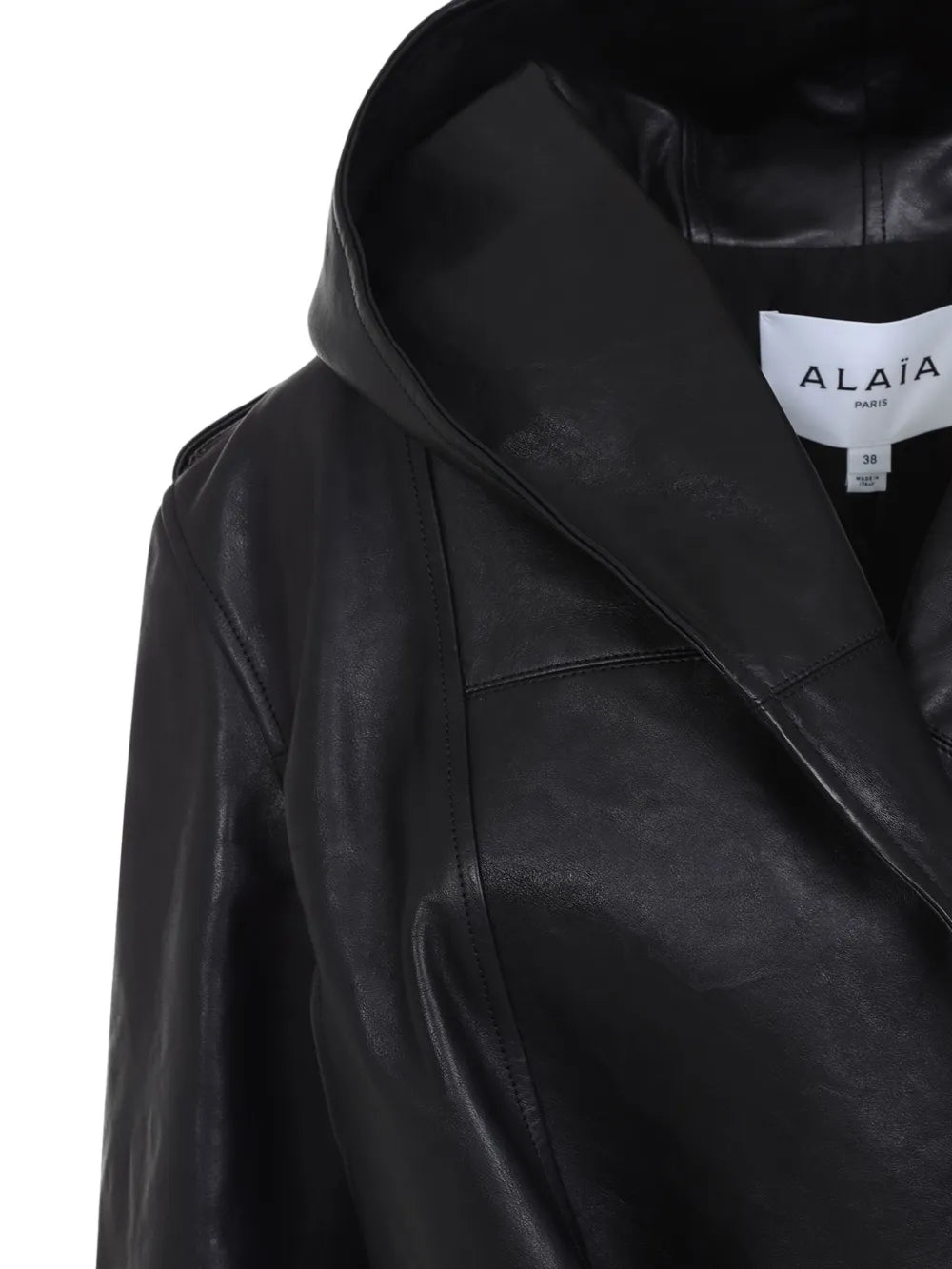 Alaïa Black Leather Hooded Jacket