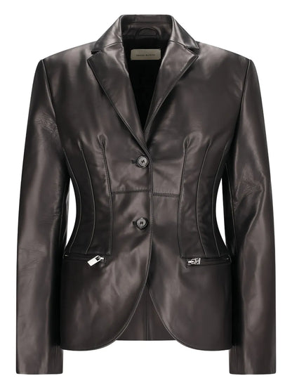 Alexander McQueen Tailored Black Leather Blazer