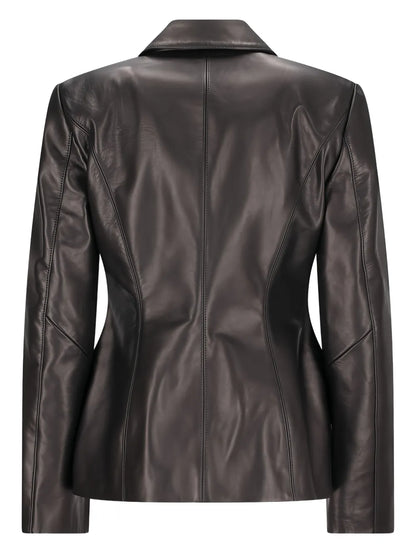 Alexander McQueen Tailored Black Leather Blazer