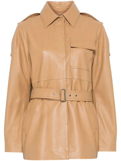 BOSS Belted Leather Shirt Jacket