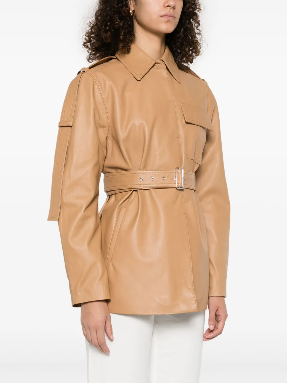 BOSS Belted Leather Shirt Jacket