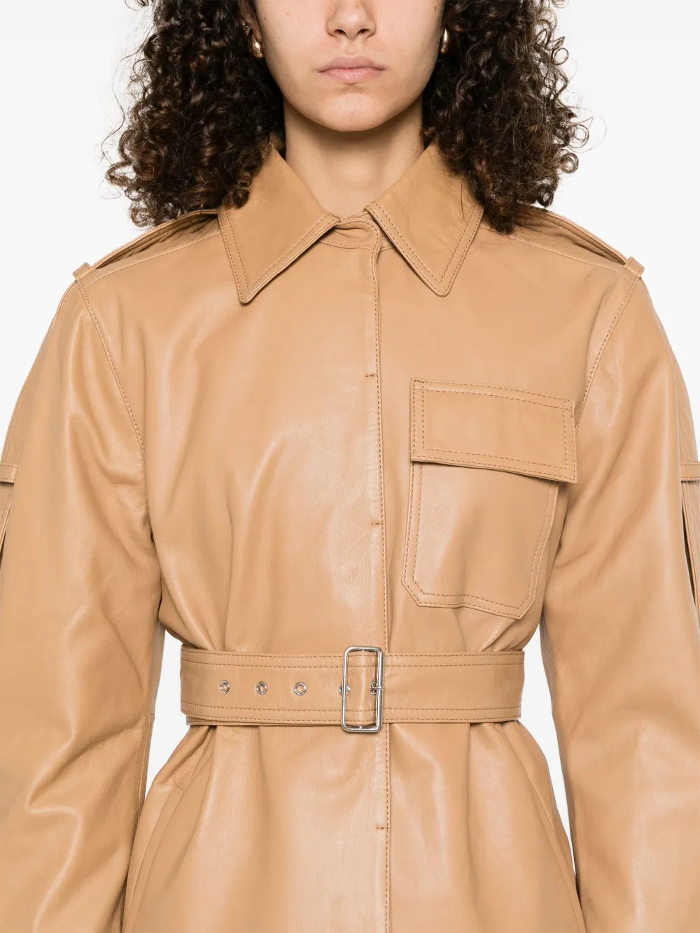 BOSS Belted Leather Shirt Jacket