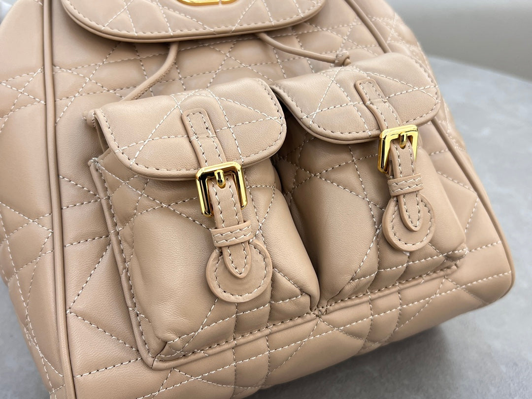 Dior Caro Backpack Biscuit-Colored