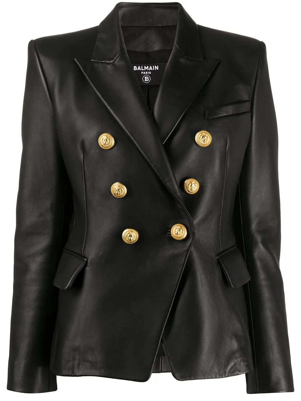 Balmain Double-Breasted Leather Blazer