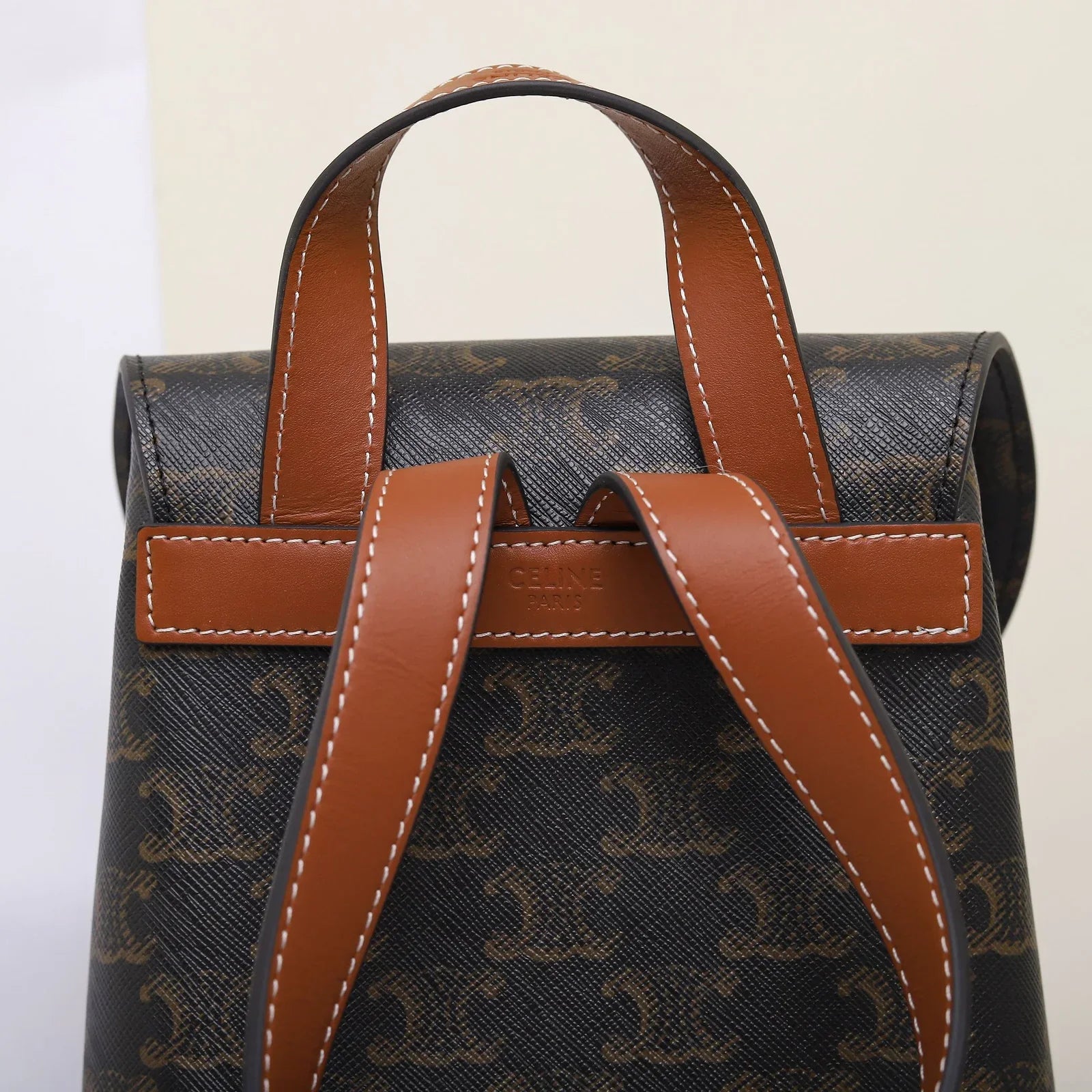 Celine Bonnie Backpack in Triomphe Canvas and Calfskin