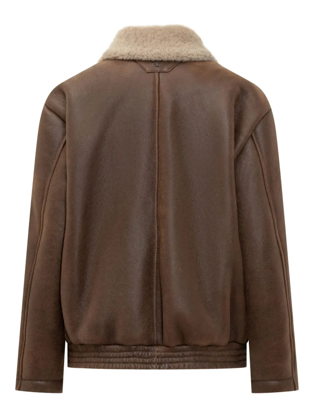 Brunello Cucinelli Shearling Button-Up Jacket in Tobacco Brown