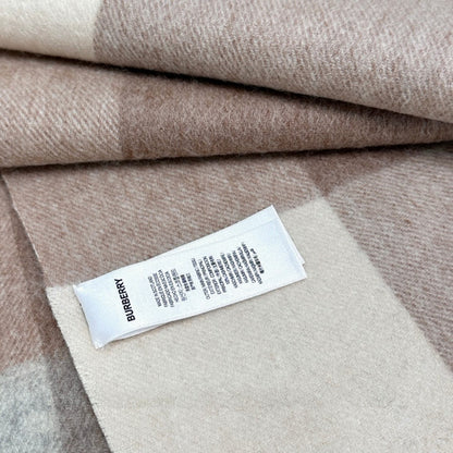 Burberry Soft Check Wool & Cashmere Scarf with Monogram Logo