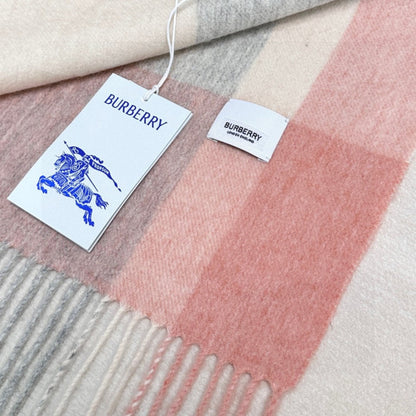 Burberry Soft Check Wool & Cashmere Scarf with Monogram Logo