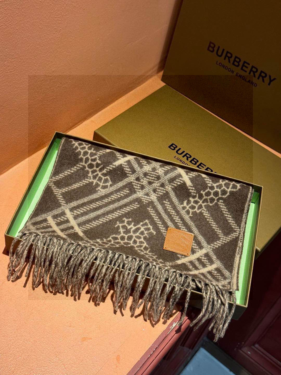 Burberry Geometric Plaid Cashmere Scarf