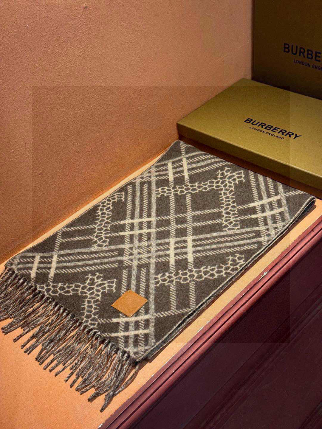 Burberry Geometric Plaid Cashmere Scarf