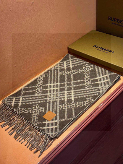 Burberry Geometric Plaid Cashmere Scarf