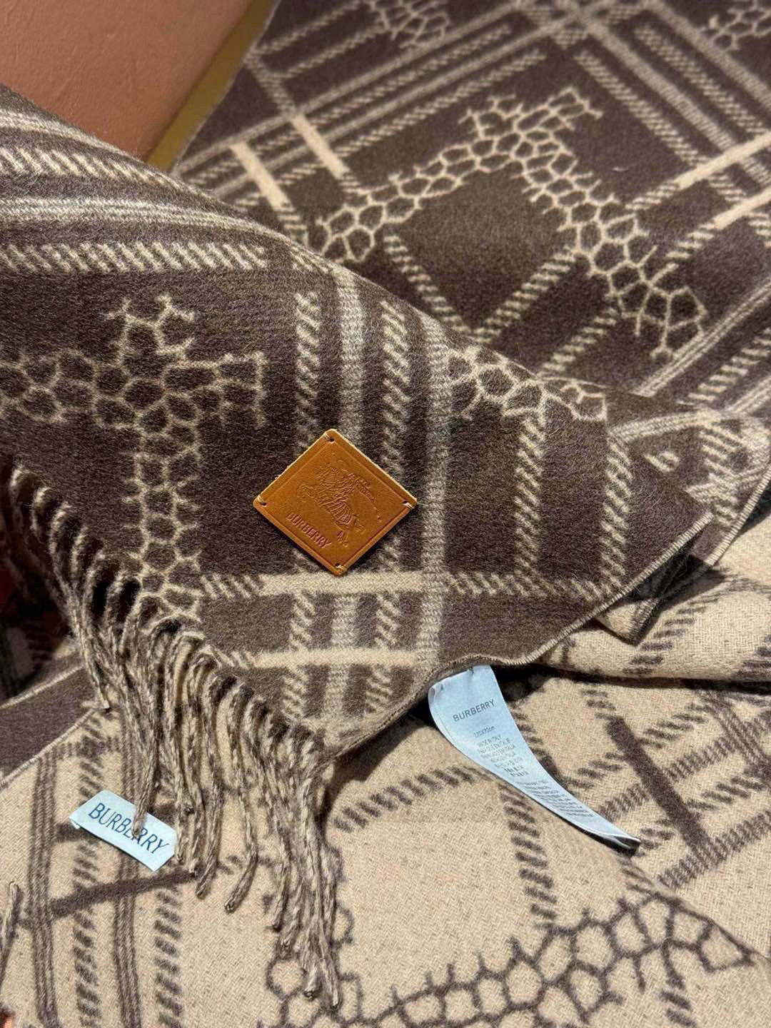 Burberry Geometric Plaid Cashmere Scarf