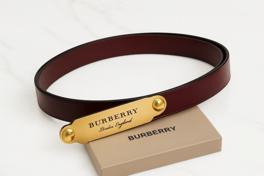 Burberry Plaque Leather Belt