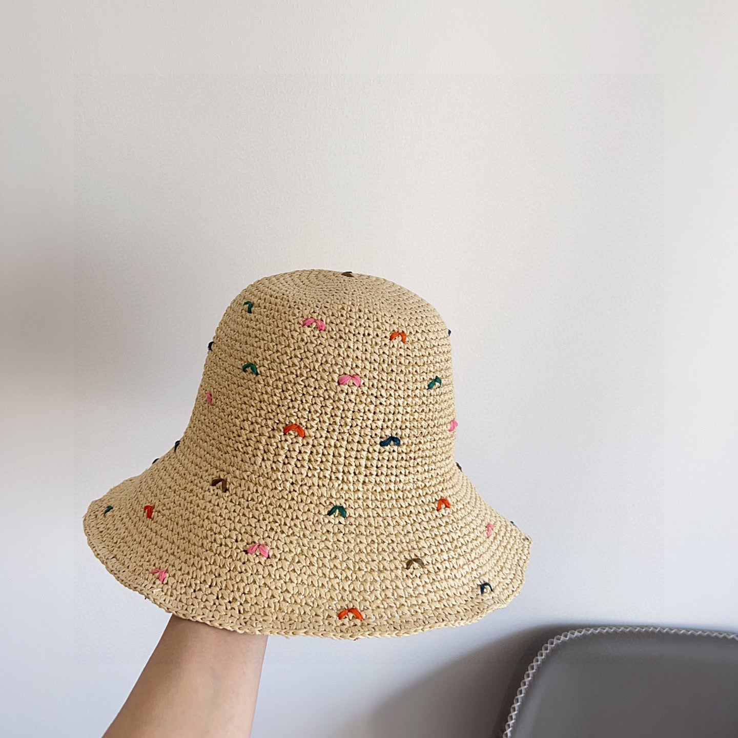 Chanel Woven Straw Bucket Hat with CC Logo
