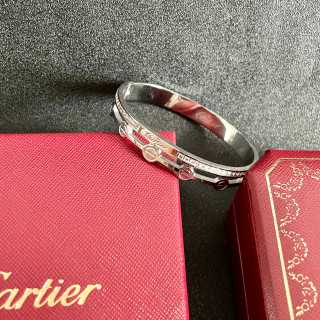 Cartier Love Cuffs Double Band Half Diamond Bracelet