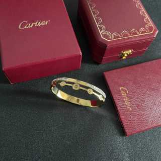 Cartier Love Cuffs Double Band Half Diamond Bracelet