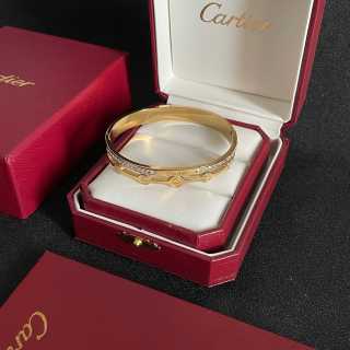 Cartier Love Cuffs Double Band Half Diamond Bracelet