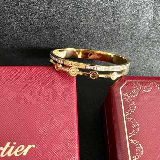 Cartier Love Cuffs Double Band Half Diamond Bracelet