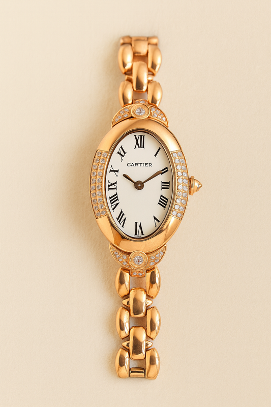 Cartier Mini Baignoire Rose Gold Diamond Ladies Watch