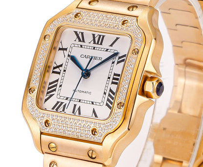 Cartier Santos de Cartier Automatic in Yellow Gold with Diamond Bezel