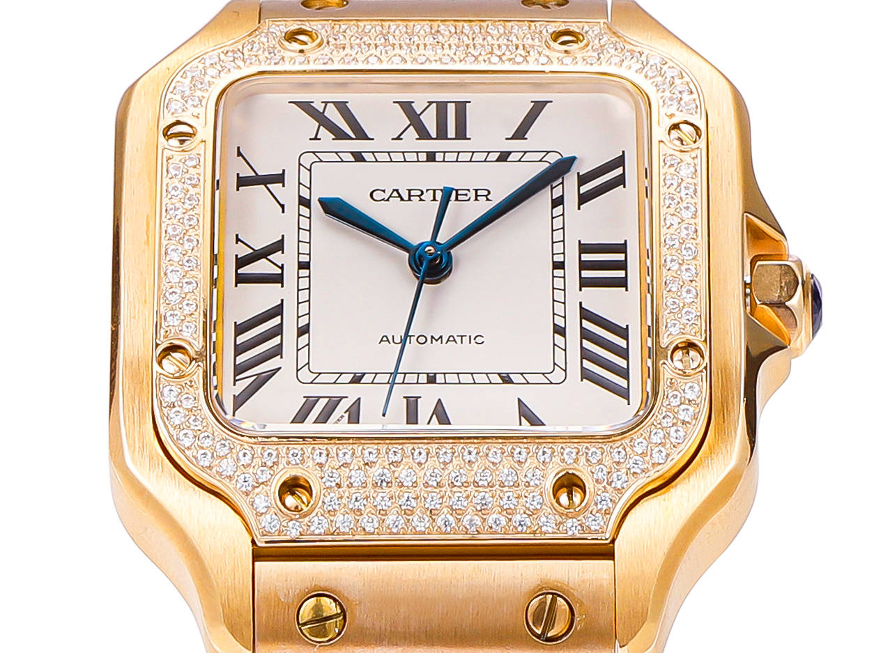Cartier Santos de Cartier Automatic in Yellow Gold with Diamond Bezel