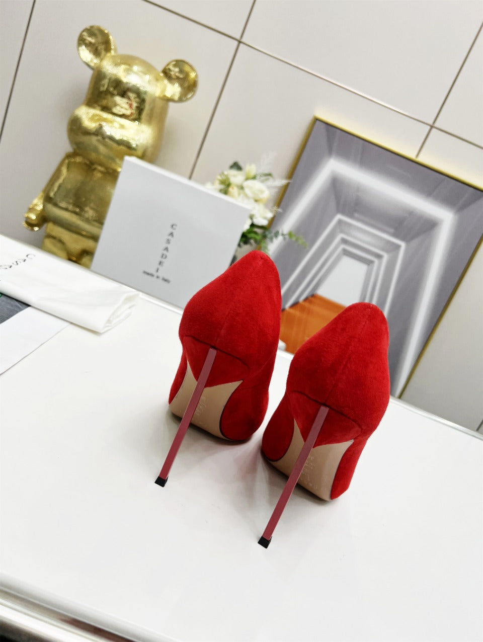 Casadei Pointed-Toe Suede Heels