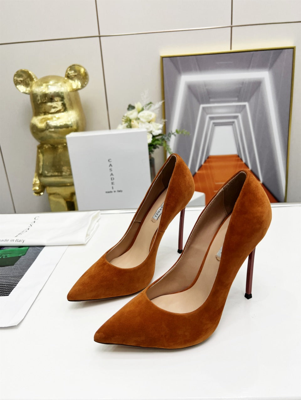 Casadei Pointed-Toe Suede Heels