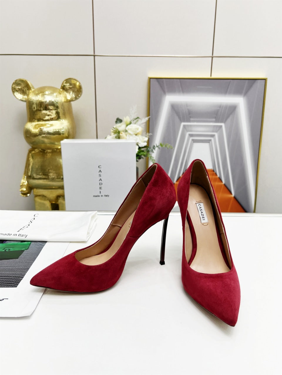 Casadei Pointed-Toe Suede Heels