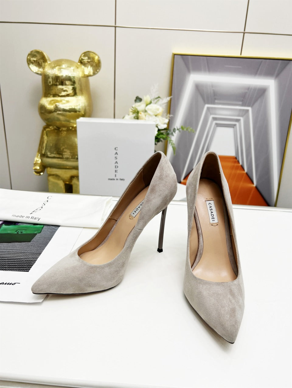 Casadei Pointed-Toe Suede Heels