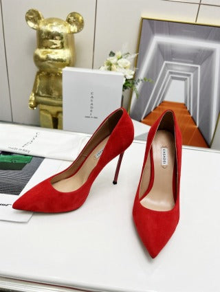 Casadei Pointed-Toe Suede Heels