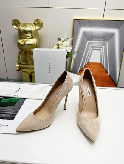 Casadei Pointed-Toe Suede Heels