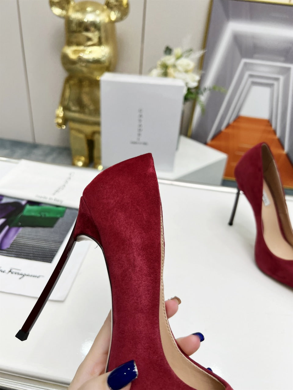 Casadei Pointed-Toe Suede Heels