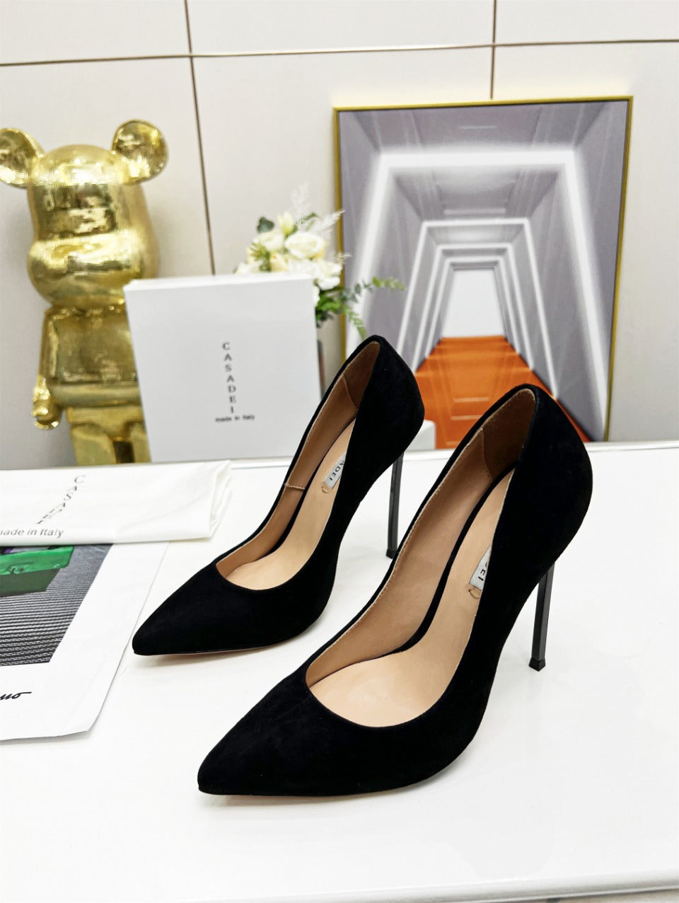 Casadei Pointed-Toe Suede Heels